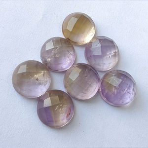 Increíble calidad Natural ametrino forma redonda Checker Cut piedras preciosas parte posterior plana calibrada al por mayor, tamaños personalizados disponibles - Product Image 3