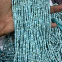 Perles rondes facettées en larimar naturel tendance, 5 mm-6 mm, perles pour accessoires de bijoux, meilleure qualité, pierres précieuses en gros
