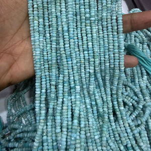 Perles rondes facettées en larimar naturel tendance, 5 mm-6 mm, perles pour accessoires de bijoux, meilleure qualité, pierres précieuses en gros - Product Image 1
