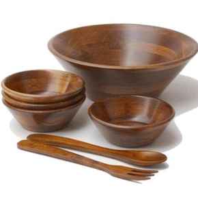 Assiettes en bois de qualité alimentaire fabriquées à la main en bois de manguier et d'acacia avec finition biologique et sculpture artistique pour servir tous les jours - Product Image 2