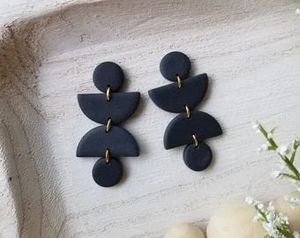 Hand Finished Resin <b>Earrings</b> with Polka Design, Antique Look and Multi Colored Pantone Combos Great for Parties and Travel - Product Image 3
