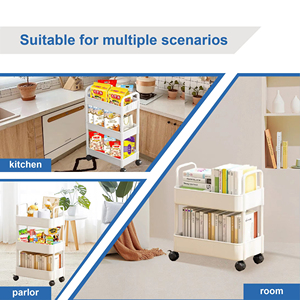 Estante de Almacenamiento Móvil para Cocina, Tipo Moderno, de Plástico PP, Multifuncional, para Refrigerios - Product Image 6