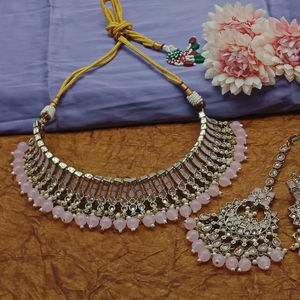 Conjunto de joyas chapadas en oro Kundan tradicional indio y conjunto de collar de cobre para mujeres y niñas accesorios indios joyería Mujer - Product Image 1