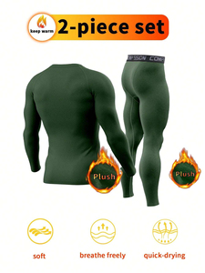 Vêtements de sport pour hommes, pantalons et chemises de course à manches longues, rashguard, chemises de compression à séchage rapide pour l'entraînement - Product Image 2