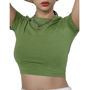 OEM Nueva llegada Mujeres Crop Tops Transpirable Deportes Yoga Entrenamiento Camisetas de gran tamaño Mangas cortas Deportes de moda de las mujeres - Product Image 3
