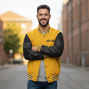 Veste d'hiver pour homme en laine 100% de haute qualité, à capuche longue, manches en cuir, logo brodé personnalisé, fabrication sur mesure, vente en gros OEM - Product Image 4