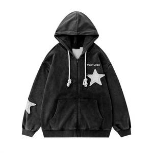 Utilisation en extérieur Fashion Wear Détresse Broderie Hoodies Coton mélangé Hommes Détresse Broderie Hoodies - Product Image 1