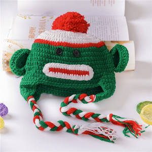 Chapeau singe en crochet fait main, mignon, pour nouveau-né garçon/fille, accessoires de photographie, bonnet animal en tricot tressé - Product Image 2