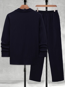 Conjunto de verano doble de calidad superior para hombre, conjunto informal de dos piezas de malla de punto transpirable ligero, chándal deportivo - Product Image 2