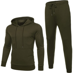 ชุดวอร์มผ้าฝ้ายพิมพ์ลายขนแกะสำหรับผู้ชายชุดวิ่งแบบ2-in-1พร้อมฮู้ดสำหรับผู้ชาย - Product Image 1