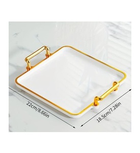 Plateau en acrylique blanc au design attrayant avec poignées dorées plateau en acrylique de qualité de luxe plateau en acrylique de forme carrée au prix le plus bas - Product Image 1