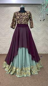 2024 nouvellement publié Anarkali Lehenga robe main Zari broderie cristal perles de verre Dabka travail dentelle/bouton paillettes diamants - Product Image 2