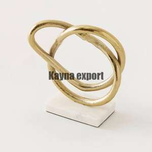 Escultura de Metal de lujo, escultura de Metal de forma redonda chapada en oro de artesano indio, diseño abstracto, decoración de Mesa para el hogar, acento - Product Image 6