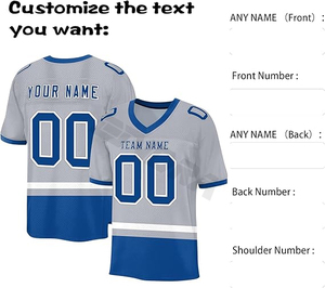 เสื้ออเมริกันฟุตบอลคุณภาพสูงแบบขายส่ง ผลิตจากโพลีเอสเตอร์ 100% ระบายอากาศได้ดี แห้งเร็ว มีไซส์พลัสไซส์ให้เลือก สามารถสกรีนชื่อทีมได้ เหมาะสำหรับการระดมทุน - Product Image 4
