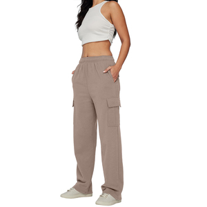 Ropa activa de algodón para mujer, pantalones acampanados de lana de Color sólido, pantalones de chándal, pantalones para correr de lana con bolsillos para mujer 2026 - Product Image 1