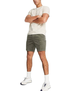 Pantalones cortos de verano para hombre, tela de lona de algodón 100%, estilo informal Cargo, cintura elástica, transpirable, patrón sólido, opciones de diseño personalizado - Product Image 5