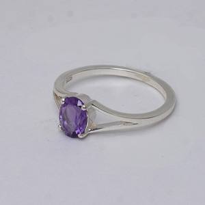 Vente en gros d'anneaux de style bohème en argent sterling 925, pierres précieuses d'améthyste de coupe ovale naturelle, look incroyable, bijoux en vrac Sobiz - Product Image 3