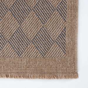 Tapis d'extérieur réversible lavable bleu en polypropylène, tapis carré moderne - Product Image 4