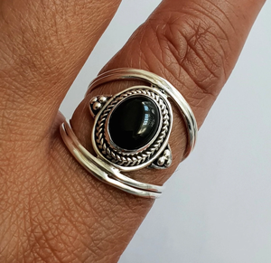 925 Sterling Silver Black Onyx Natural Gemstone Handmade <b>Crystal</b> <b>Ring</b> Women Jewelry Anniversary Perfect Gift For Her Custom Size - Product Image 2