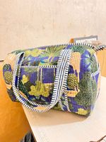 Sacs de courses pliables sur mesure, brodés à la main, imprimés aquatiques, matelassés Kantha, en tissus de coton imprimés au bloc, avec fermeture éclair