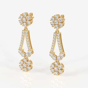 Boucles d'oreilles en or 18 carats avec diamants de laboratoire de Vienne, bijoux élégants et luxueux - Product Image 4