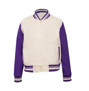 Custom Logo <b>Women's</b> Wool Chenille Embroidery Crop Baseball <b>Jacket</b> Vintage Blank Leather Sleeve <b>Linen</b> Men's Varsity <b>Jacket</b> Style - Product Image 5