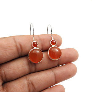New Arrival Luxury Design 925 <b>Sterling</b> <b>Silver</b> Natural Carnelian Gemstone Classic Dangle <b>Earrings</b> for Woman Girl Handmade Jewelry - Product Image 4