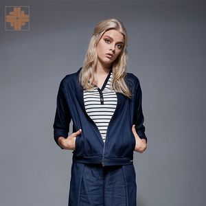 ODM 37% polyester recyclé 60% coton 3% vestes pour femmes à la mode - Product Image 6