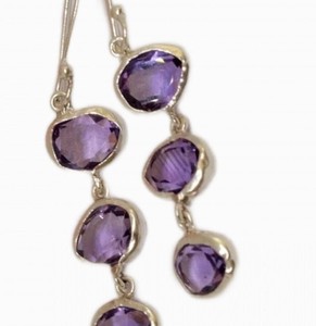 Pendientes colgantes étnicos hechos a mano de amatista colorida con joyería de gota de declaración de diamante para mujer - Product Image 1