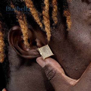 ต่างหูเม็ดเดี่ยวประดับเพชรเม็ดเดี่ยวทำจากเงินสเตอร์ลิง14K สีทองขนาด15 * 15mm-Square S925 - Product Image 1