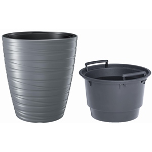 Fioriera in plastica Maze 68L con serbatoio, colore grigio pietra, 47,5 (lunghezza) x 47,5 (larghezza) x 52,3 (altezza) cm - Product Image 2