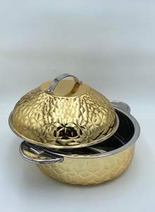 Olla de Metal para Hotpot de Nuevo Diseño con Acabado Dorado y Textura de Diamante Prensado para Uso en el Hogar y en la Cocina - Product Image 4