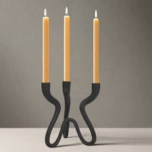 <b>Black</b> Powder Coated Aluminum 3-Arm <b>Candle</b> <b>Holder</b> for Home Decorative Christmas Easter Wedding Birthday Tabletop for Festive - Product Image 1