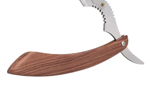 Maquinilla de afeitar personalizable de borde recto con mango de madera, cuchilla de afeitar, afeitado personal para el cabello, peluqueros, incluye estuche de transporte - Product Image 5