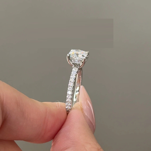 Bague de fiançailles pour femme en moissanite naturelle de haute qualité, brillance éclatante, plaquée rhodium, or 14 carats, écologique - Product Image 1