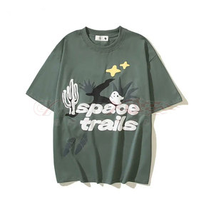 T-shirt confortable à imprimé bouffant pour femme avec logo surélevé Baggy Loose Fit pour Streetwear jeune - Product Image 3