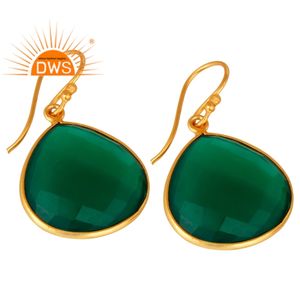 Pendientes de plata de ley 18k con gema de ónix verde natural, joyería fina - Product Image 2