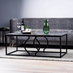 Mesa de mármol negro con marco de metal Muebles duraderos y elegantes de diseño Ideal para mesa de centro Mesa auxiliar o exhibición decorativa - Product Image 1