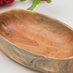 Tazón para servir de madera de mango macizo de calidad superior, forma de barco ovalada hecha a mano para fiestas y exportaciones de abeto - Product Image 1