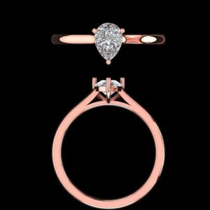 Bague de fiançailles solitaire en diamant taille poire en or rose 14k 18k, pierre centrale 0,75 carat, bijou de mariée minimaliste, cadeau pour elle - Product Image 1