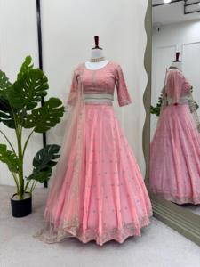 Ropa nupcial de moda bordado pesado sequnce trabajo lehengas choli con dupatta conjunto de compras en línea para mujeres - Product Image 6