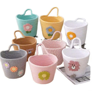 Panier suspendu mural en fil de coton en gros respectueux de l'environnement vietnamien sac de rangement d'articles de cuisine sans poinçon - Product Image 1