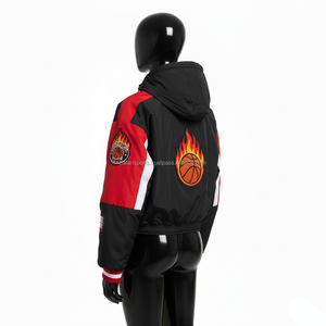 Veste coupe-vent GSM Premium pour femmes Conception de panneau noir rouge blanc avec patchs brodés personnalisés Veste coupe-vent pour femmes - Product Image 5