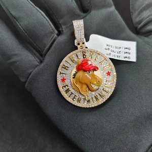 10k or jaune cheval THIRL pain entièrement glacé bijoux personnalisés hommes VVS Moissanite pendentif rappeur pour cadeau d'anniversaire - Product Image 1