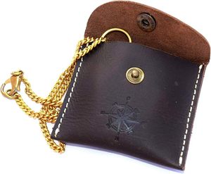 Boussole de poche en laiton Boussole nautique Vintage Boussole en laiton massif dans un étui en cuir noir Cadeau pour amour Cadeau pour ami - Product Image 2