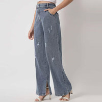 Jeans de mezclilla rectos para mujer, talla estándar, de verano, impermeables, bonitos, transpirables 3D, con cinturón, borlas, remaches, volantes, detalles oscuros, agujeros y lazo