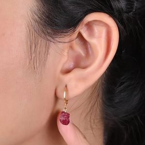 Handmade Classic Style Natural Ruby Silver-Plated Rhodium Hoop <b>Earrings</b> for Women Wholesale Fashion July Birthstone Jewelry - Product Image 4
