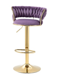 Golden Finished Stainless Steel Frame Modern Eco-Friendly <b>Adjustable</b> <b>Bar</b> <b>Stool</b> Gray Fabric Soft Seating Luxury Commercial - Product Image 4