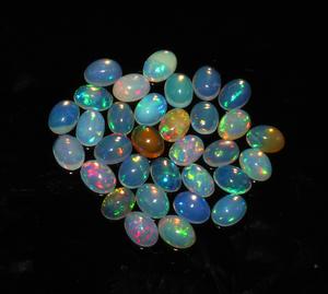 Natural Ethiopian Opal Loose Cabochon Gemstones 5x7mm Oval Cut Shape 32pcs Lot - Product Image 3