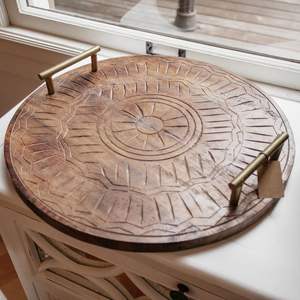 NECESITA BANDEJA IMPRESA DE MADERA DE LA MEJOR CALIDAD TALLADA Forma cuadrada disponible y artesanía de la India mejor muestra Venta caliente - Product Image 4